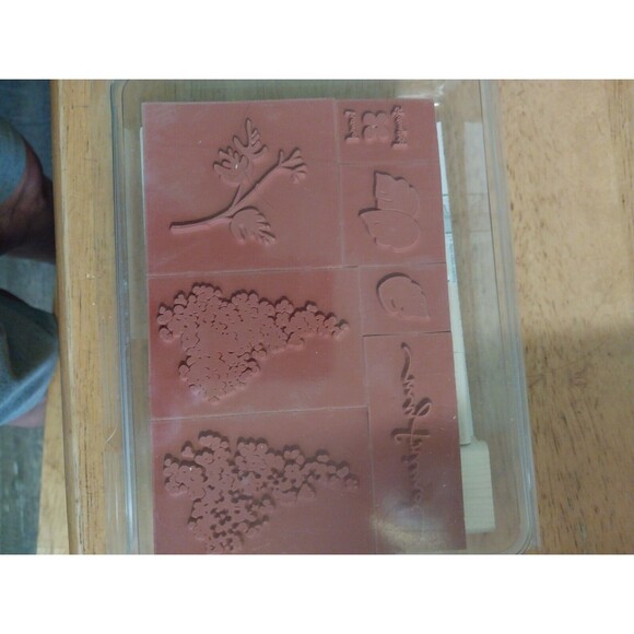 STAMPIN' UP! "Blossoms Abound" 7 Wood Mount Rubber Stamps - Picture 2 of 2